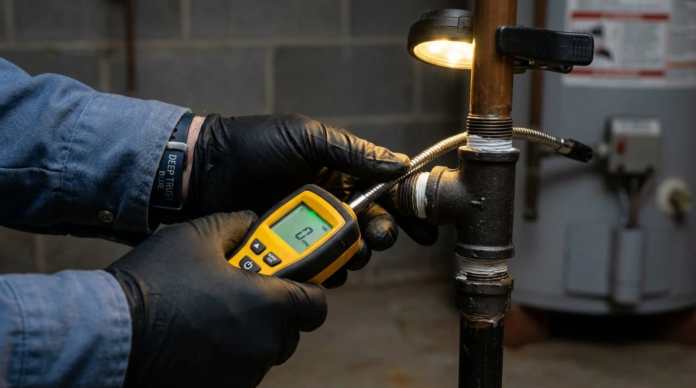 Gas leak detection with electronic sniffer by Johns Plumbing LLC in Onancock