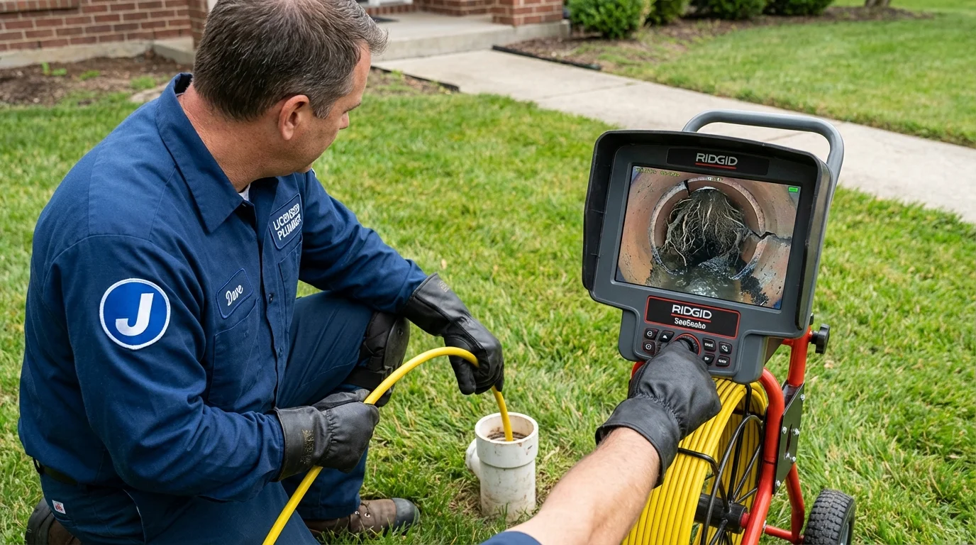 Sewer camera inspection being performed by Johns Plumbing LLC in Onancock