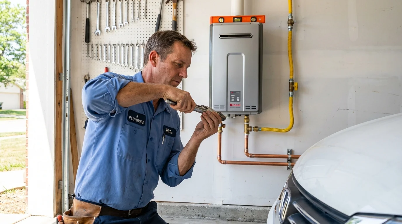 Tankless water heater installation by a Johns Plumbing LLC plumber in Onancock